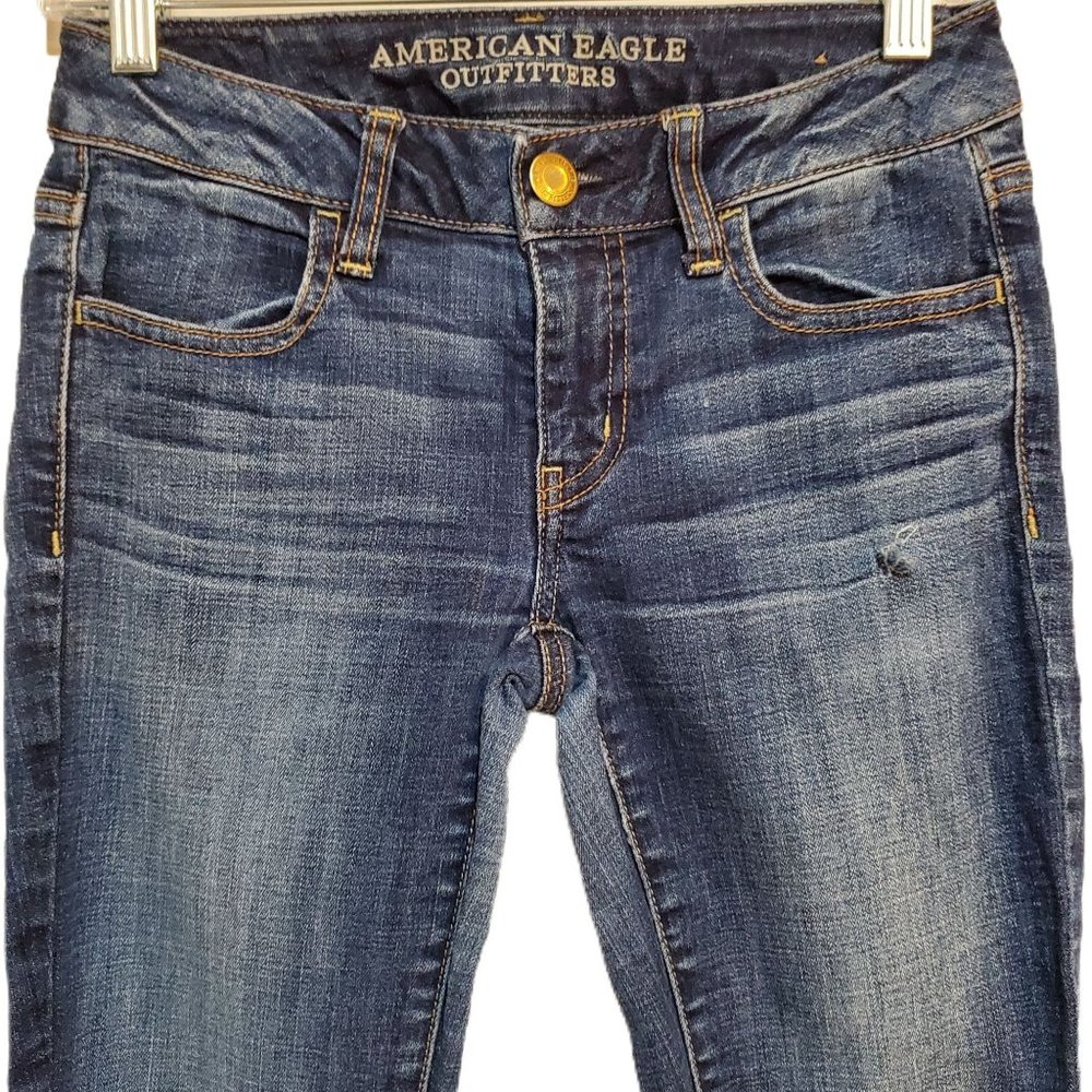 American Eagle Outfitters Jegging Stretch Straight Leg Blue Jeans Women's Size 2 - Picture 2 of 8